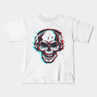 Glitch Skull with Headphones Kids T-Shirt